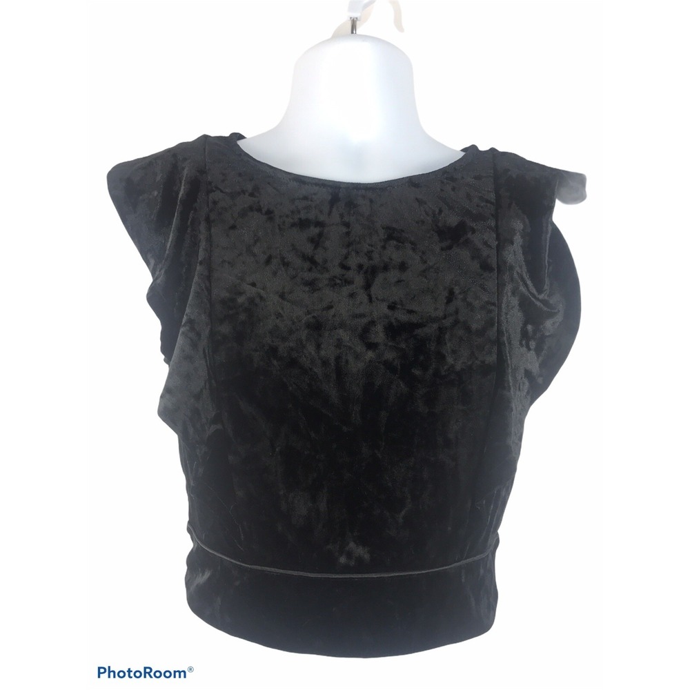 NWT Material Girl Womens Medium Black Sleeveless‎ Full Zip Crop Top
